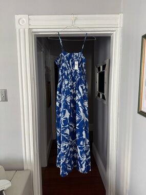 LOFT Blue and White Floral Maxi Dress